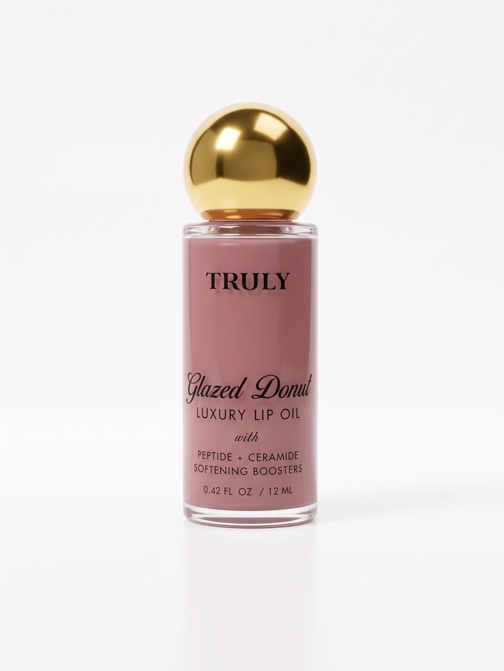 TRULY Glazed Donut Luxury Lip Oil - Dusty Rose with Gold Cap
